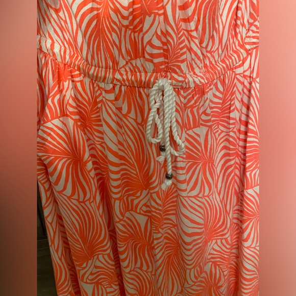GAP Neon Pink and White Leaf print Maxi dress with pockets, NWT, sz XL - Picture 4 of 7